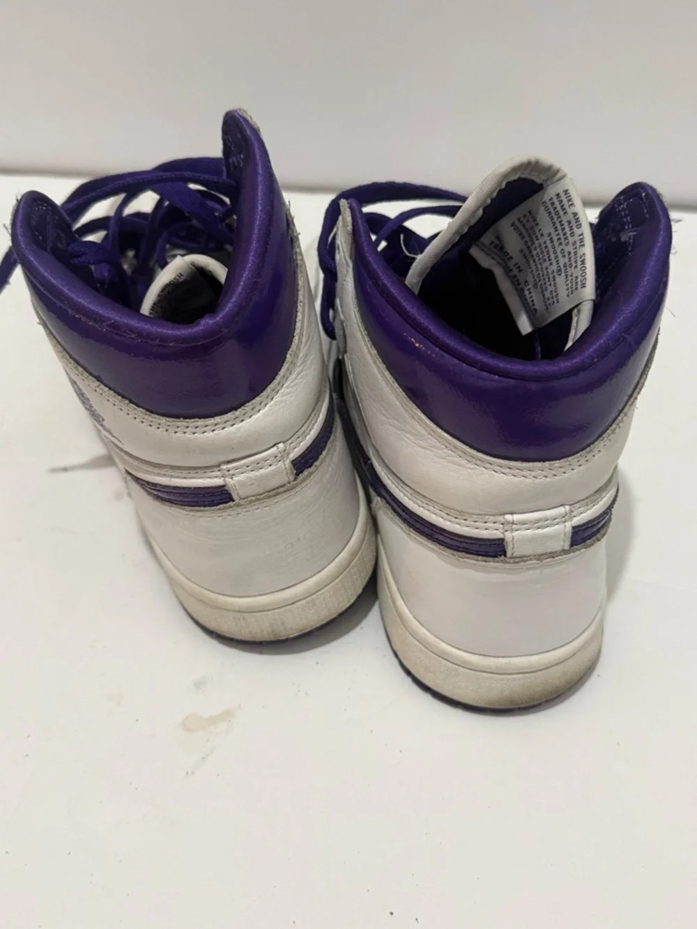Nike Purple and White High-Top Sneaker Interior Detail